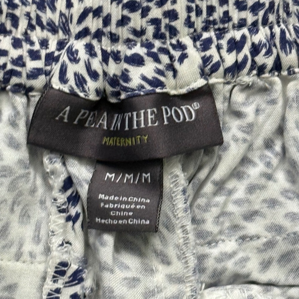 A Pea in the Pod Maternity Pants Rayon Wide Leg Blue White Coastal M - Picture 7 of 14